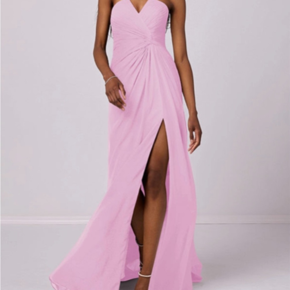 Azazie Pink Ruched Sweetheart Gown